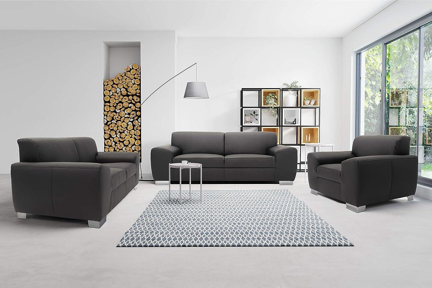 DOMO. collection Ricardo Couch 2-Sitzer Sofa/Breite: 204 cm, Garnituren mit Federkern in Kunstleder, schwarz, 204 x 95 x 81 cm Bild 1