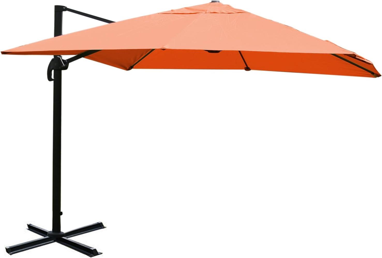 Gastronomie-Ampelschirm HWC-A96, Sonnenschirm, 3x4m (Ø5m) Polyester/Alu 26kg ~ terracotta ohne Ständer, drehbar Bild 1
