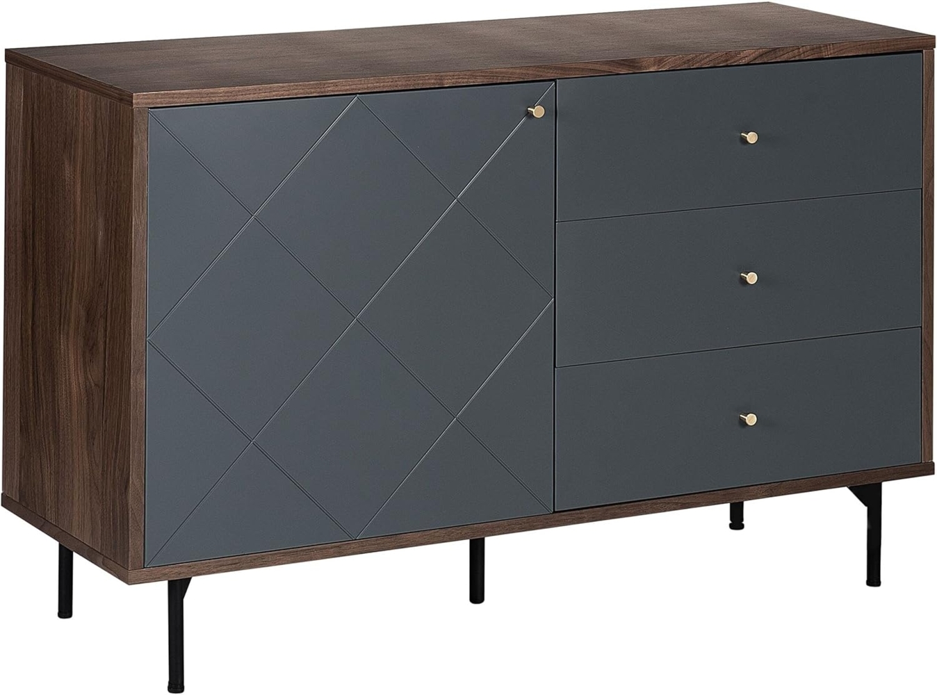 Sideboard grau / dunkler Holzfarbton 3 Schubladen PALMER Bild 1