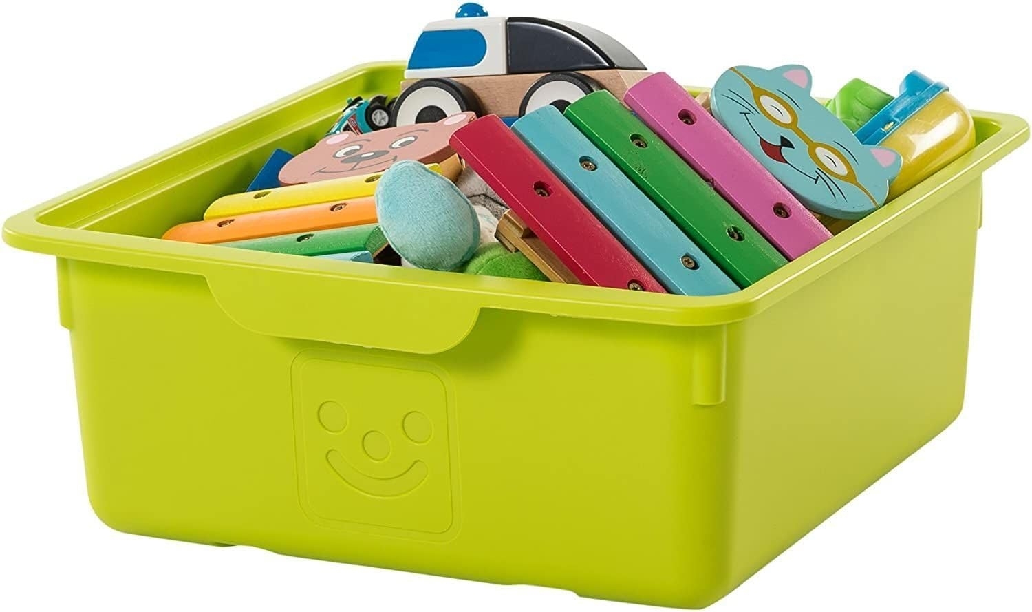 Iris Ohyama, Kunststoff-Aufbewahrungsbox für Kinder, 2er-Set, 10 l, BPA-frei -KDL-330 - Grün, stapelbar, Verschlussclips - B33 x T31,5 x H13,5 cm Bild 1