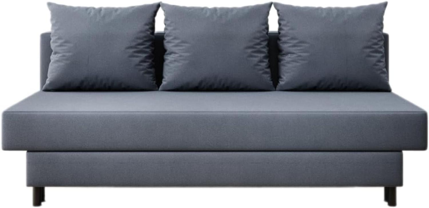 Designer Sofa Lino mit Schlaffunktion Stoff Blau Bild 1