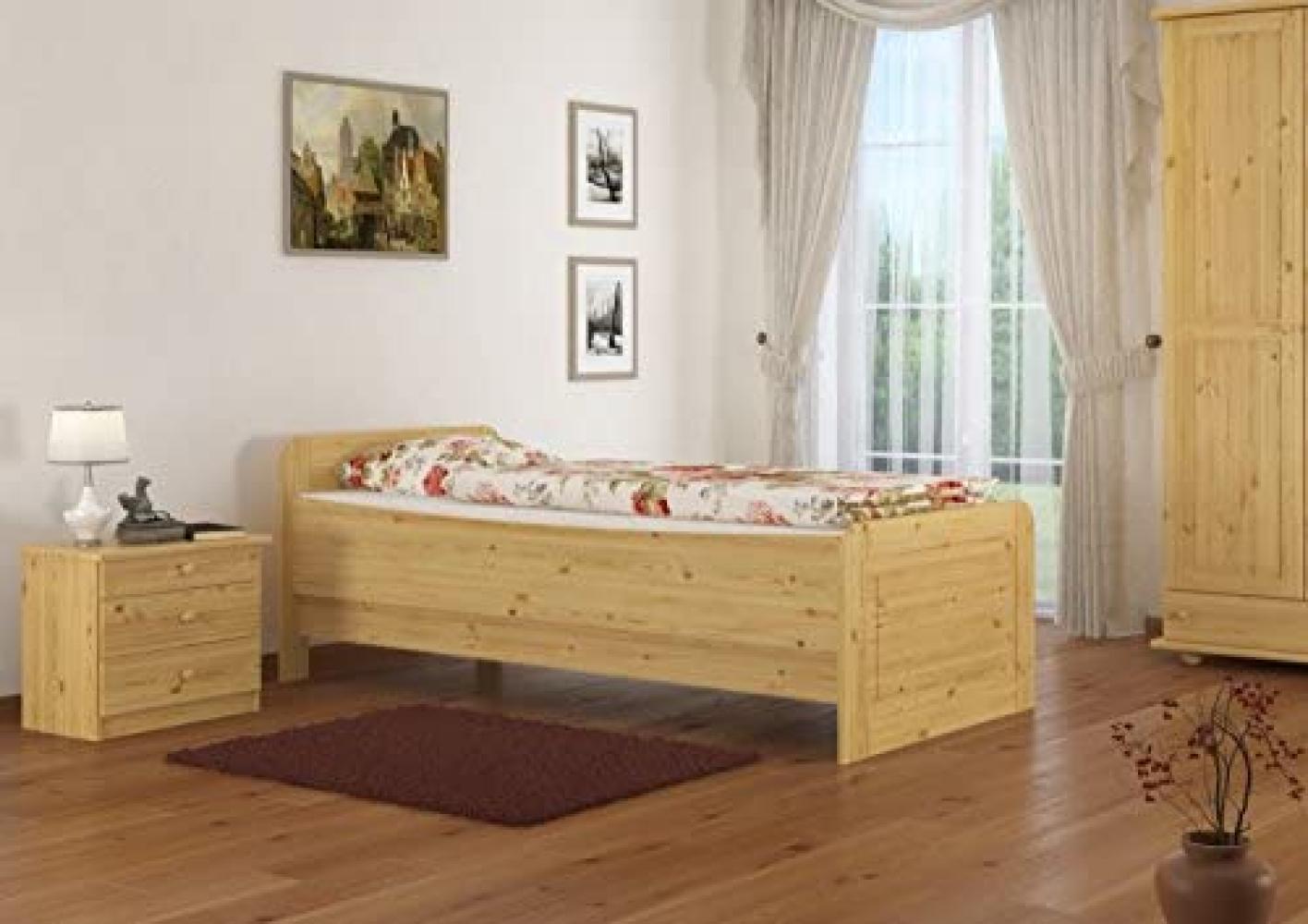 Erst-Holz Seniorenbett extra hoch 120x200 Einzelbett Holzbett Gästebett Massivholz Kiefer Bett 60. 42-12 oR Bild 1