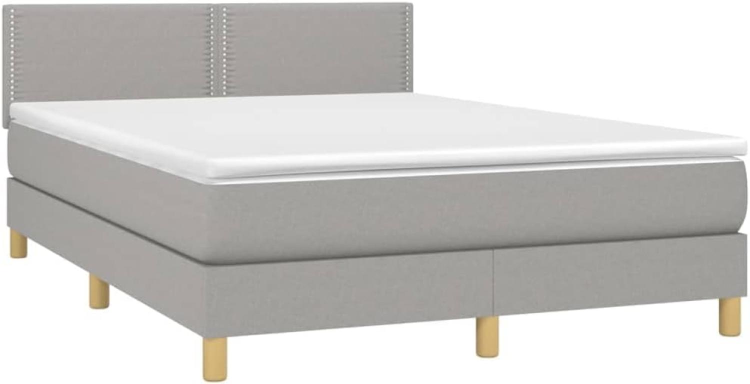 vidaXL Boxspringbett mit Matratze Hellgrau 140x200 cm Stoff 3140537 Bild 1