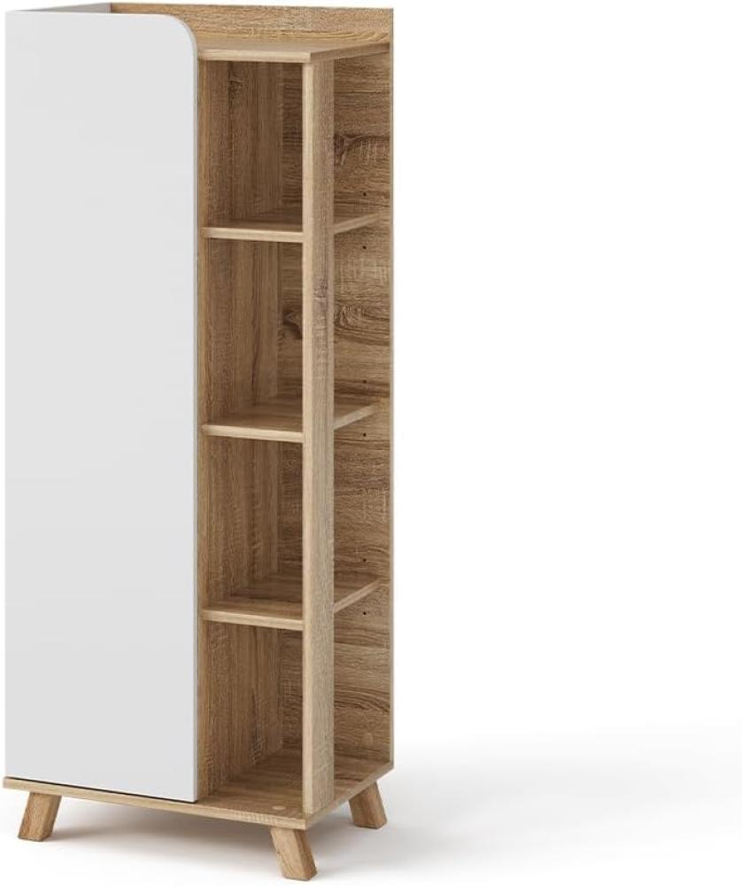 Vicco Midischrank Karen 50 x 128 cm, Sonoma Weiß, Badschrank, schmal, Badezimmer, modern Bild 1