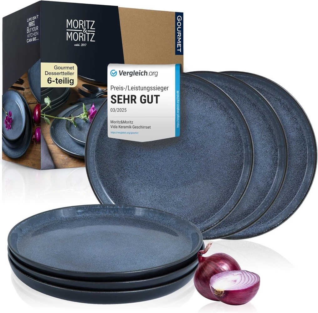 Moritz & Moritz Dessertteller Dessert Teller Set blau, (6 St), für 6 Personen - spülmaschinen- und mikrowellengeeignet Bild 1