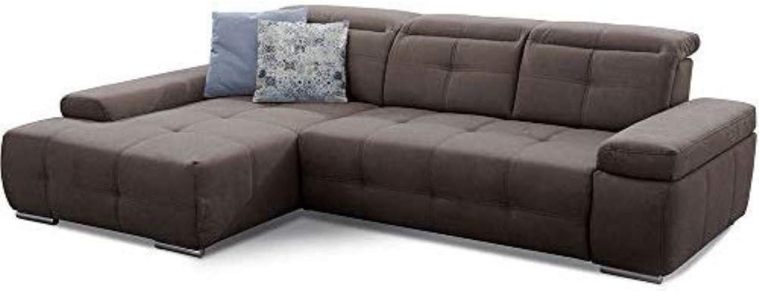 Cavadore Ecksofa Mistrel mit Schlaffunktion, L-Form Sofa mit leichter Fleckentfernung dank Soft Clean, geeignet für Haushalte mit Kindern, Haustieren, 273 x 77 x 173, braun Bild 1