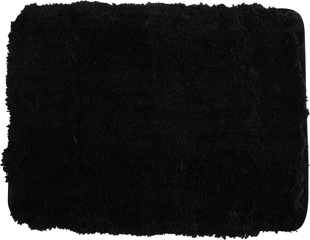 MSV Badteppich Badematte Badvorleger Duschvorleger Mikrofaser Hochflor flauschig 50x70 cm – Schwarz Bild 1