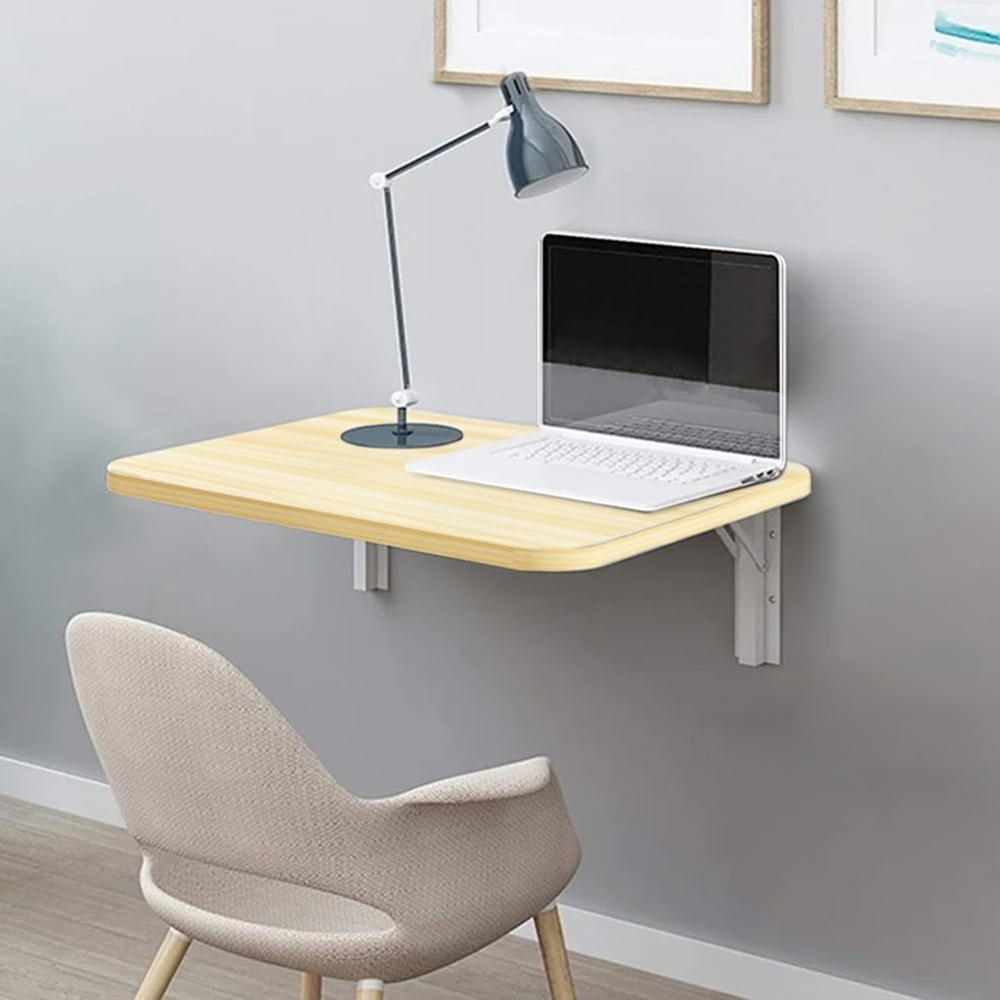 Shally Dogan Klappbarer Wandtisch, 60x40 cm, aus Holz, zusammenklappbar, platzsparend, vielseitig, Schreibtisch, Esstisch, Wohnzimmer, Badezimmer, Küche (Eiche) Bild 1