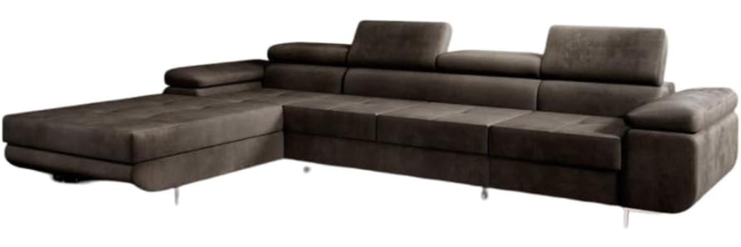 Designer Sofa Calvera Maxi mit Schlaf- und Klappfunktion (Samt) Dunkelbraun Links Bild 1