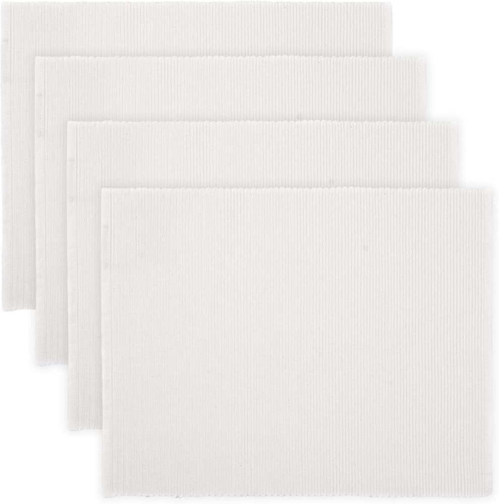 LINUM UNI Dekorative 4 set Tischsets für Esstisch 35x46 cm, 100% Gerippte Baumwolle, Maschinenwaschbar, Weiß Bild 1