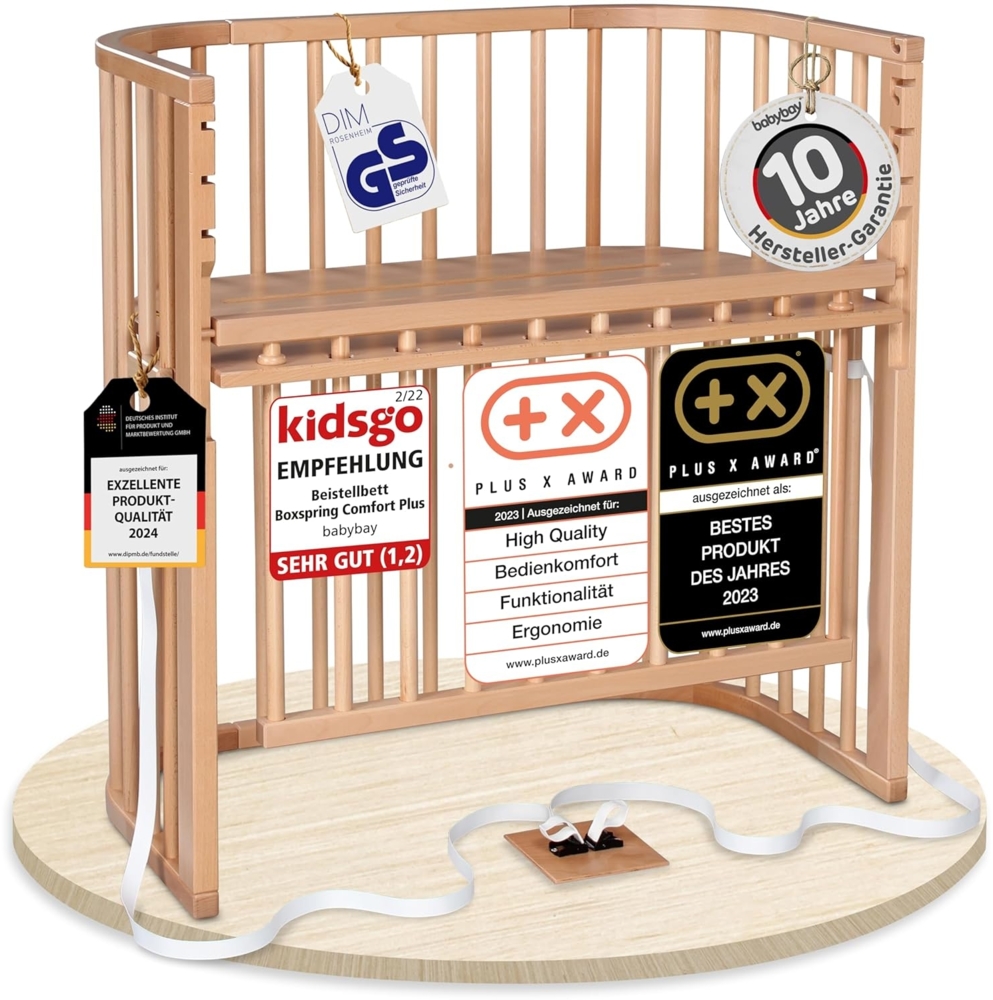 babybay Boxspring Comfort Plus Beistellbett, Buche natur lackiert, extra belüftet Bild 1