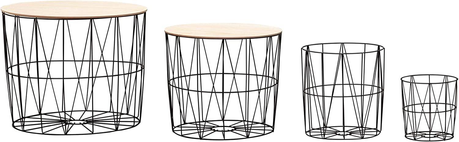 Wohnling Design Beistelltisch, 4er Set aus Körben schwarz/natur Bild 1