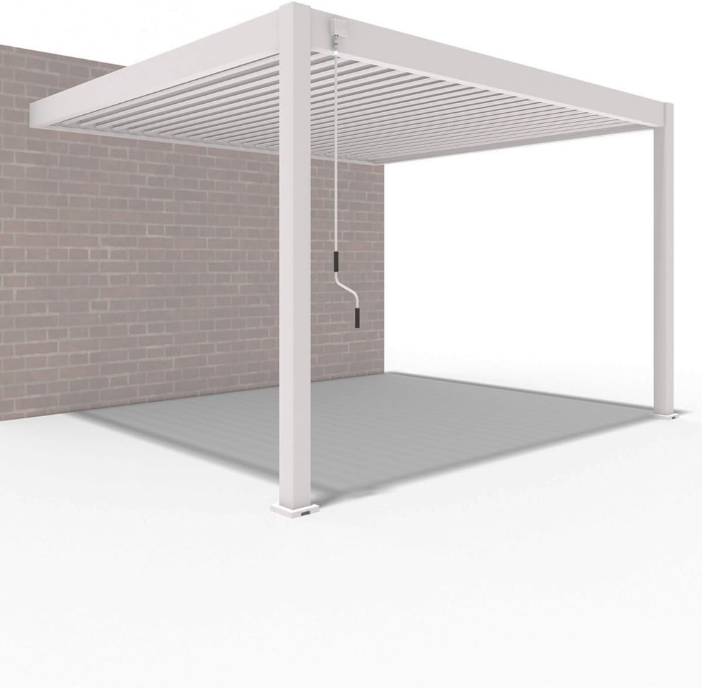 Weide Deluxe | Wand Pergola | Voll Aluminium | 3,6 x 4 M | Lamellendach Ivory Sand Bild 1