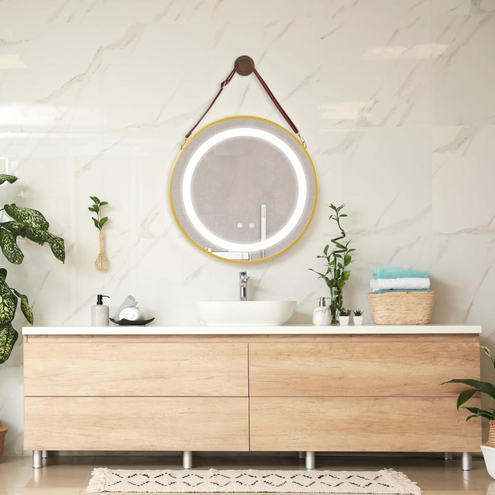 LED-Badspiegel Picerno Ø70cm mit Aufhängung Gold [pro. tec] Bild 1