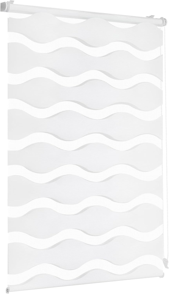 Sekey Doppelrollo Wellen Klemmfix ohne Bohren für Fenster, Doppelrollo 70 cm breit, Duo Rollo Welle Jalousie Sonnenschutz, 70x130 cm, Weiß Bild 1