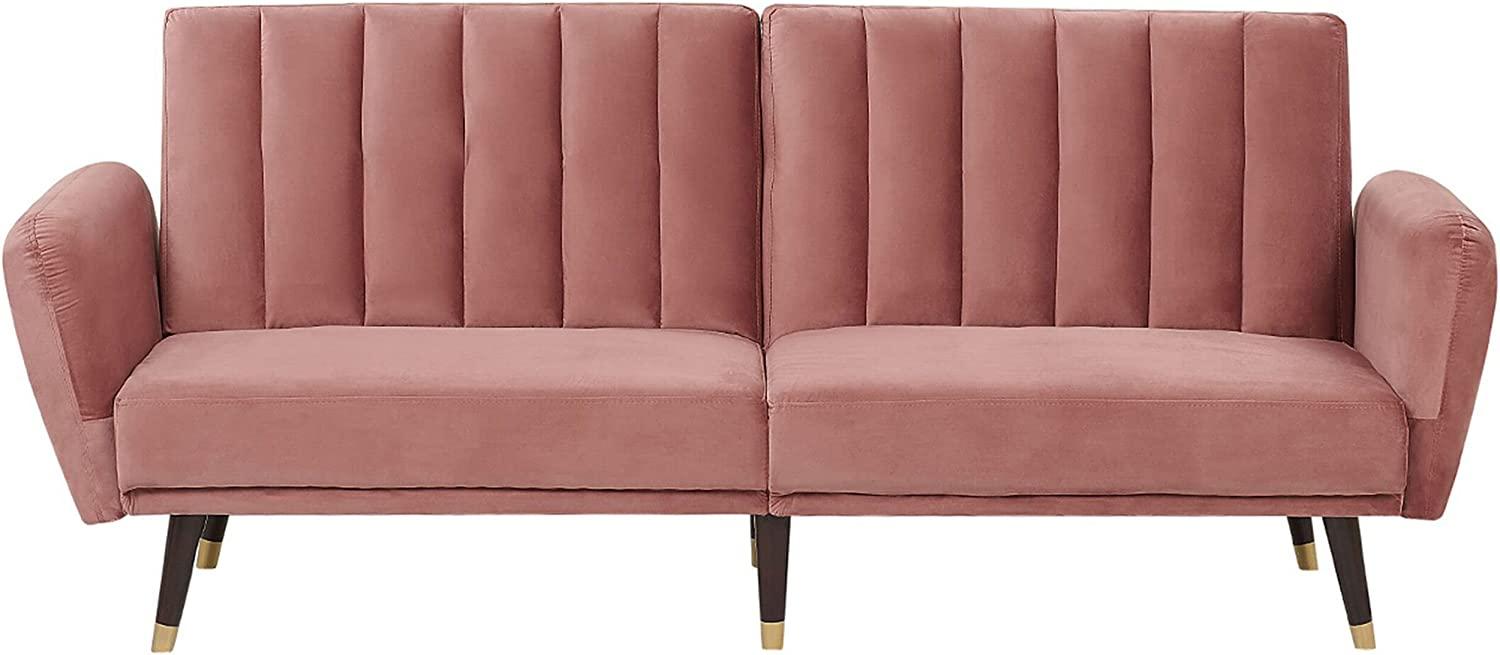 Schlafsofa 3-Sitzer Samtstoff rosa VIMMERBY Bild 1