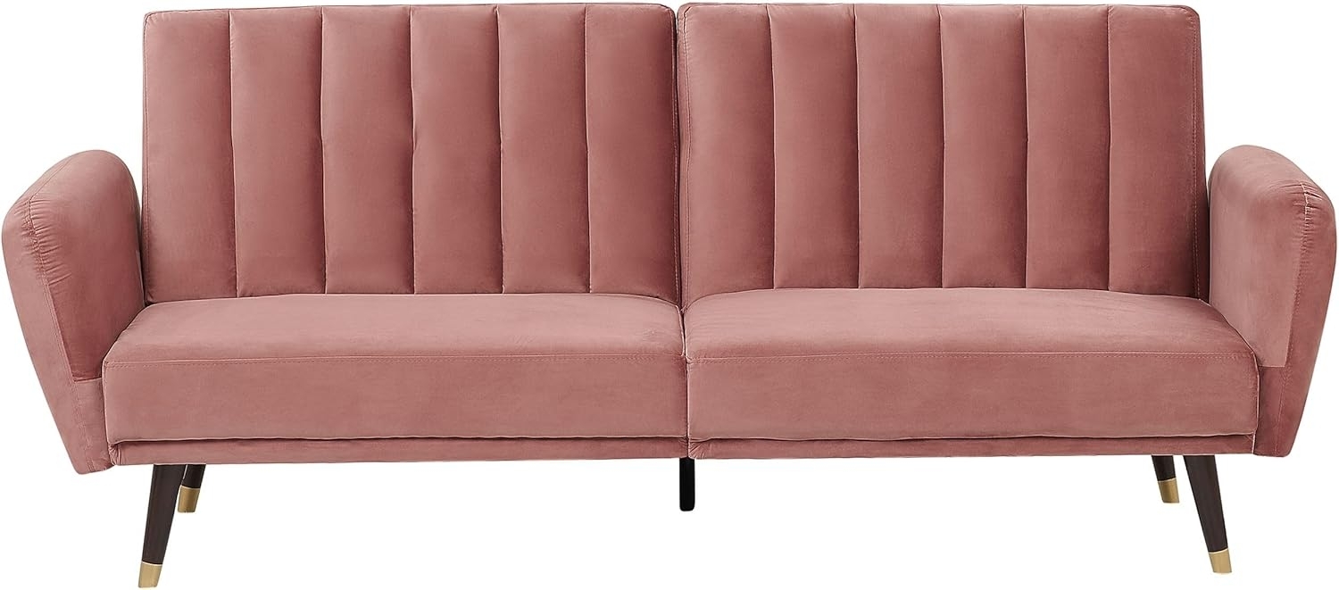 Schlafsofa 3-Sitzer Samtstoff rosa VIMMERBY Bild 1