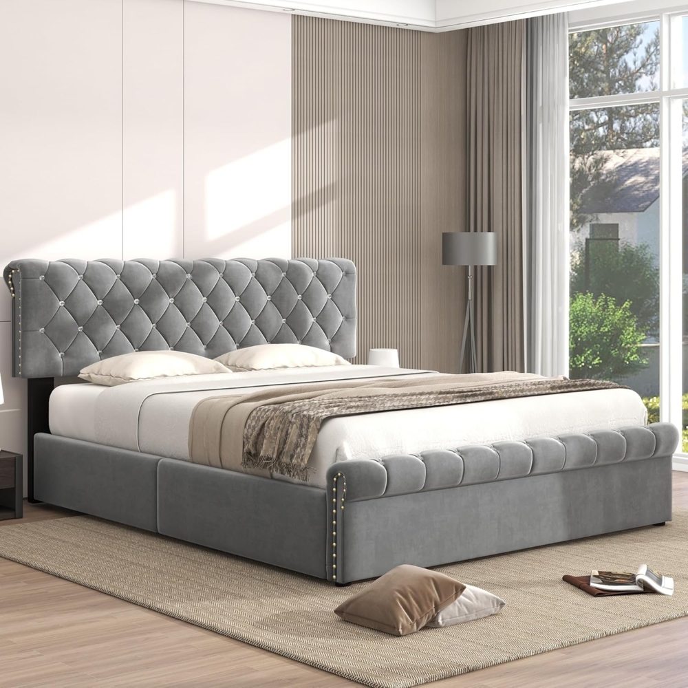 OKWISH Schlafsofa Daybett Tagesbett Doppelbett Stauraumbett Kinderbett Polsterbett, Ohne Matratze Bild 1