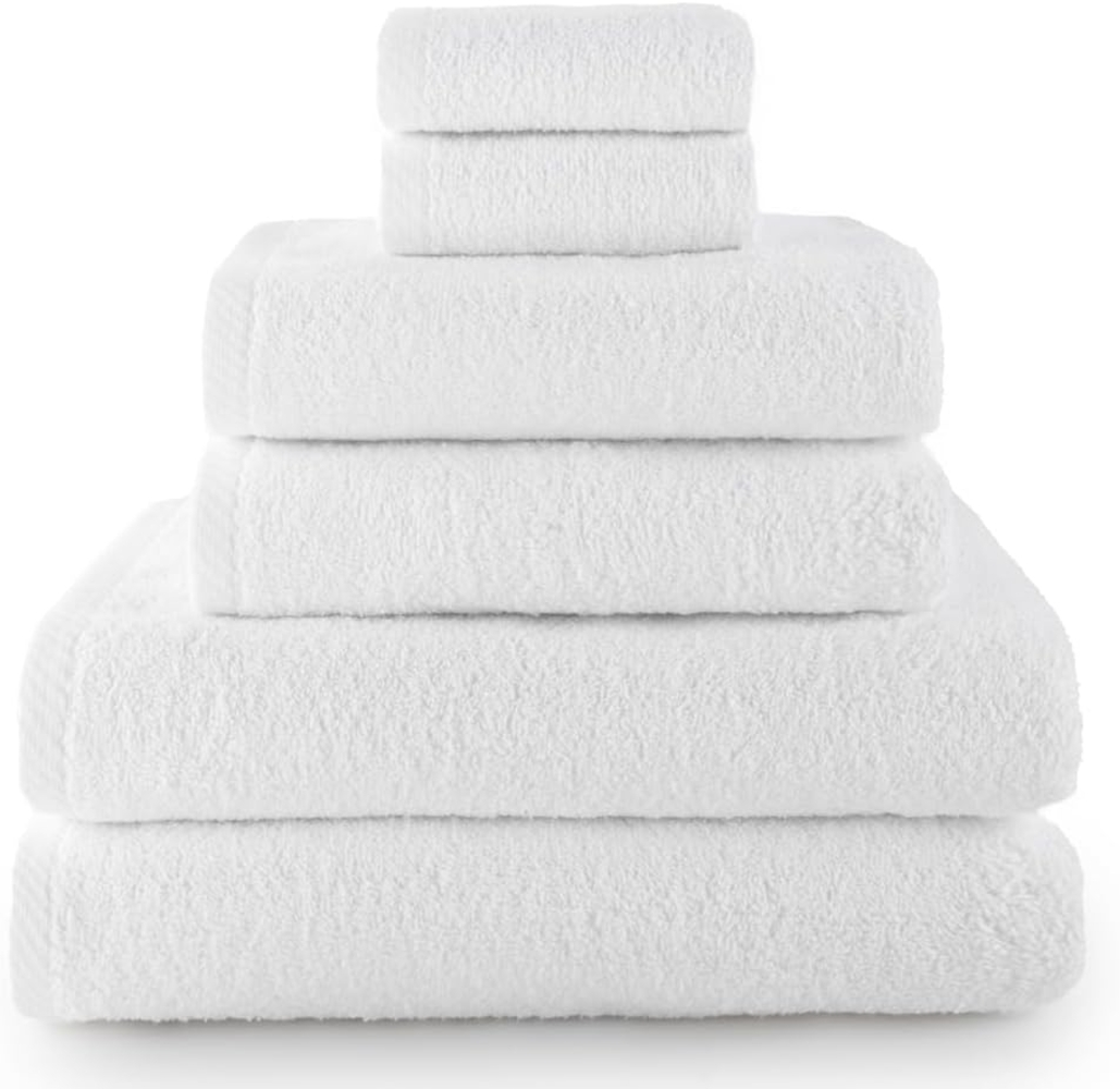 Top Towel - Plus - Große Badetücher - Badezimmerhandtücher - 2 Gesichts- oder Bidethandtücher + 2 Hand- oder Waschbeckenhandtücher + 2 Duschtücher - 100 % Baumwolle - Weiß Bild 1