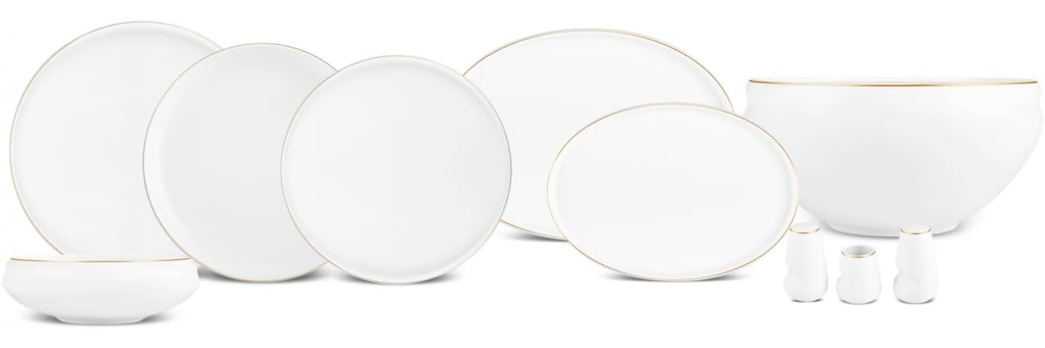 Karaca Geschirr-Set Karaca Streamline Sunset Gold 59 Teilig Geschirrset 12 Personen, 12 Personen, New Generation Bone Bild 1
