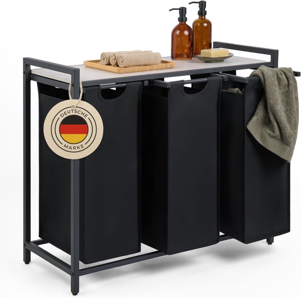 Blumtal Ausziehwäschekorb 2-4 Fächer Wäschesammler mit Ablage und Metallrahmen Bild 1