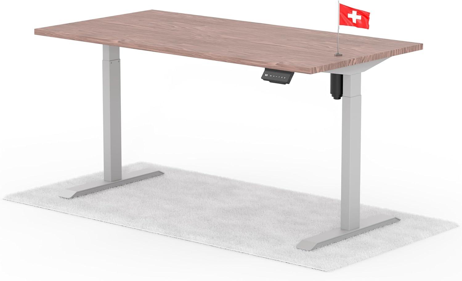 elektrisch höhenverstellbarer Schreibtisch ECO 160 x 80 cm - Gestell Grau, Platte Walnuss Bild 1