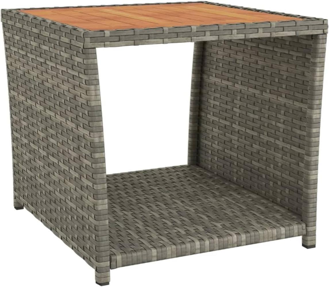 vidaXL Beistelltisch mit Holzplatte Grau Poly Rattan & Akazienholz 319559 Bild 1