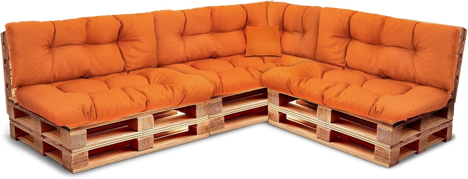 Best Wool Palettenkissen Set – Sitzkissen für Europaletten – Palettenpolster, gefüllt mit granuliertem Poulirette-Schaum – Inkl. 3X Sitzkissen 120x80 +Rückenlehne 120x40 sowie 60x40 & 40x40 Bild 1