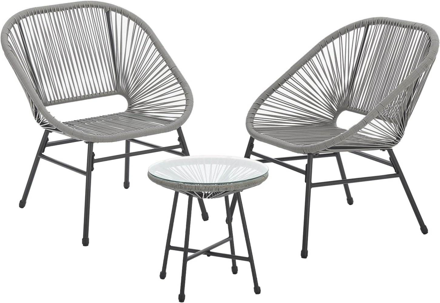 SVITA TULUM Balkon-Möbel 3-tlg. Garten-Möbel Set Balkonstühle mit Tisch Grau Bild 1
