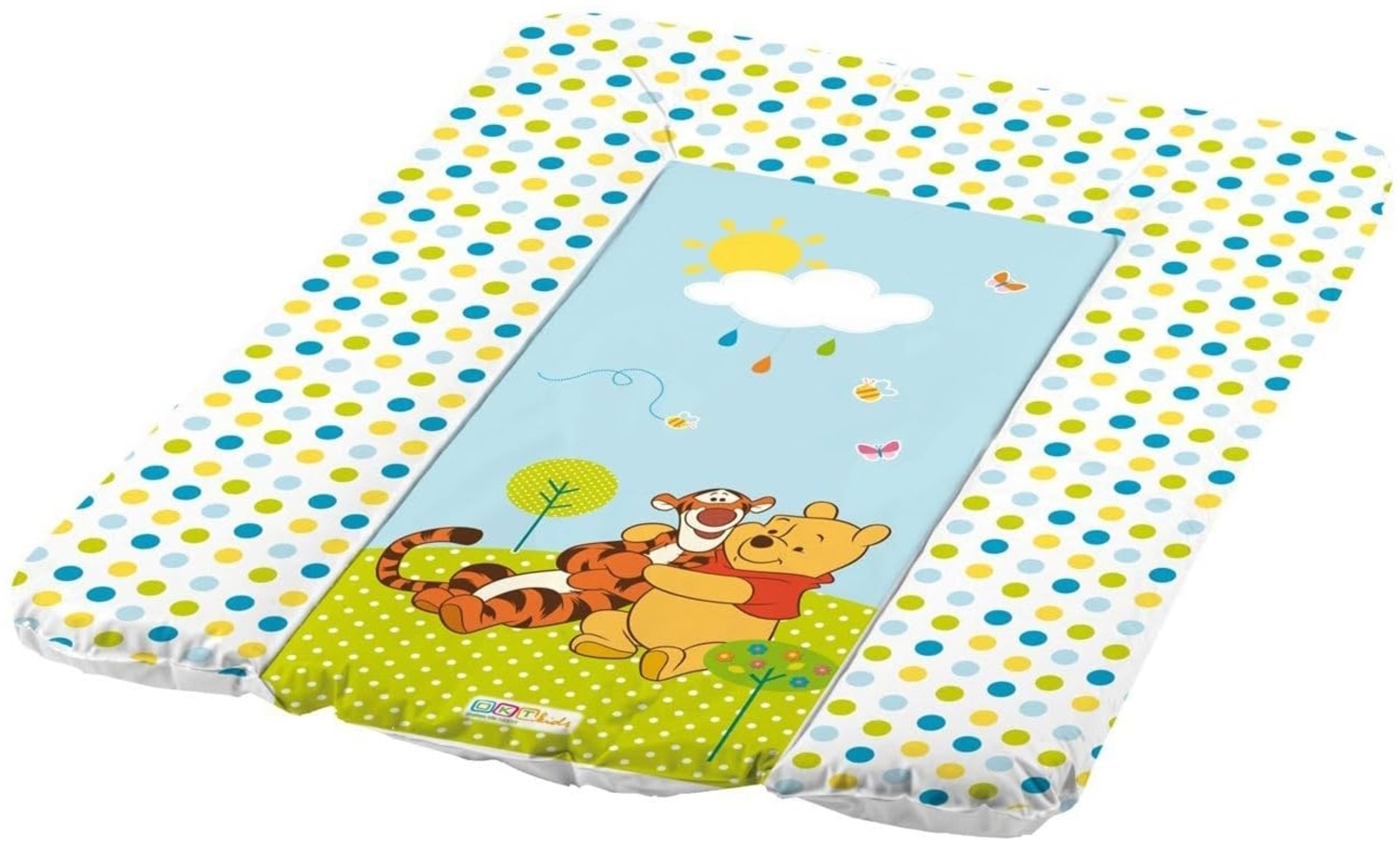 Premium Wickelauflage, erstklassige wasserdichte Wickelunterlage, 70x50 cm, pflegeleichte glatte Oberfläche, erhöhter Liegecomfort, einfach zu reinigen, leicht zu tragen, Disney Winnie Puuh weiß Bild 1