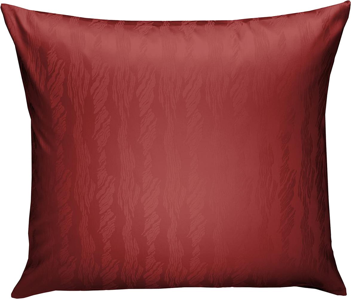 Bettwaesche-mit-Stil Mako Satin Damast Bettwäsche Waves Rot Kissenbezug 40x40cm Bild 1