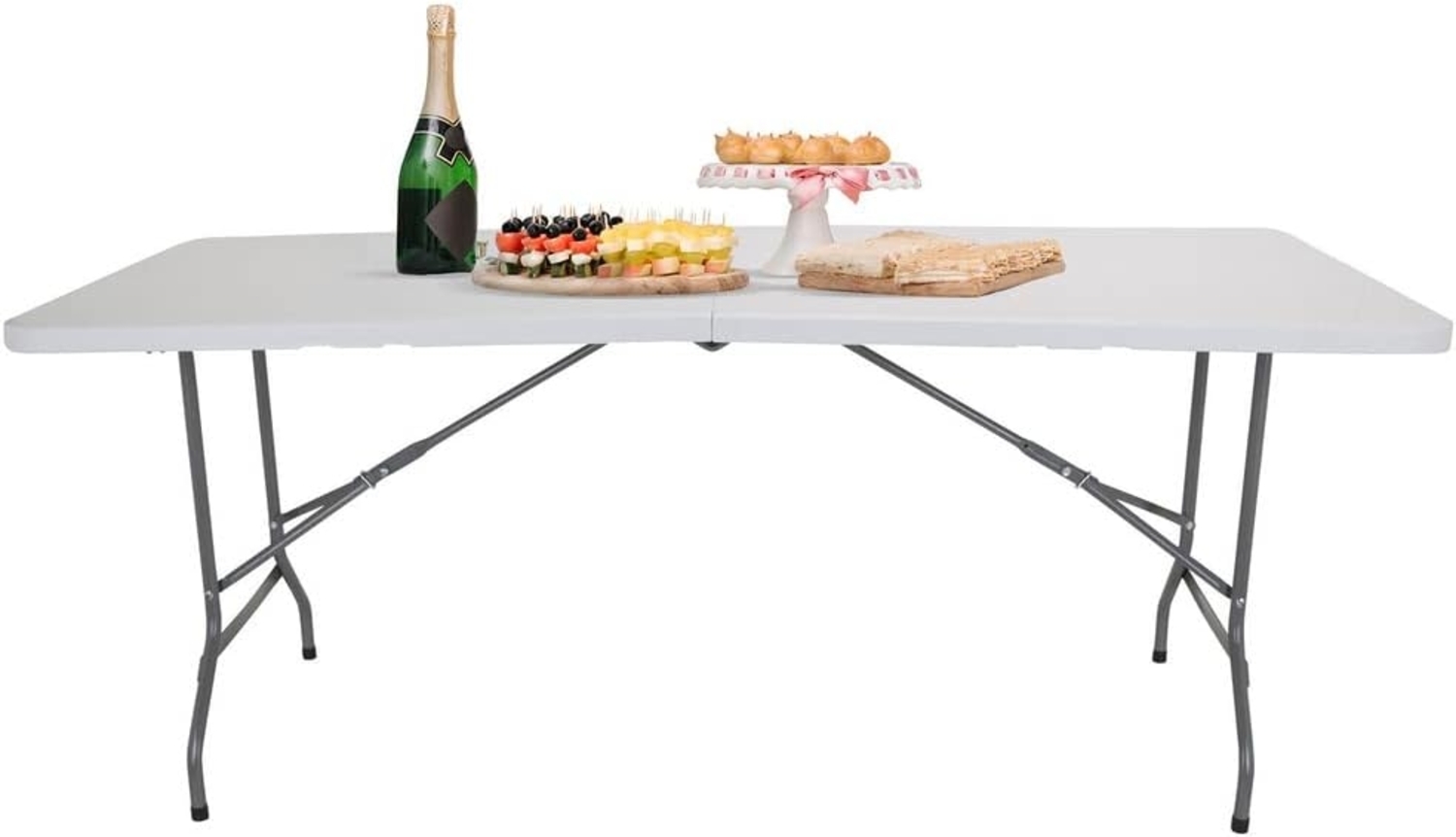 hjh OFFICE Campingtisch klappbar 152x70 cm Easy UP Multi II mit Tragegriff Klapptisch für 6 Personen Weiß, 830053 Bild 1