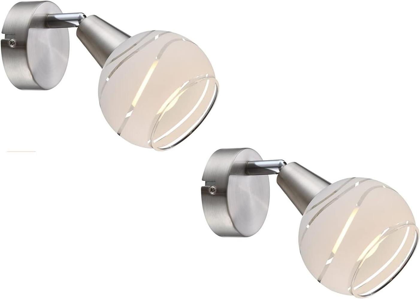 2er SET LED Wandstrahler mit Glasschirm satiniert, Breite 9,7cm Bild 1