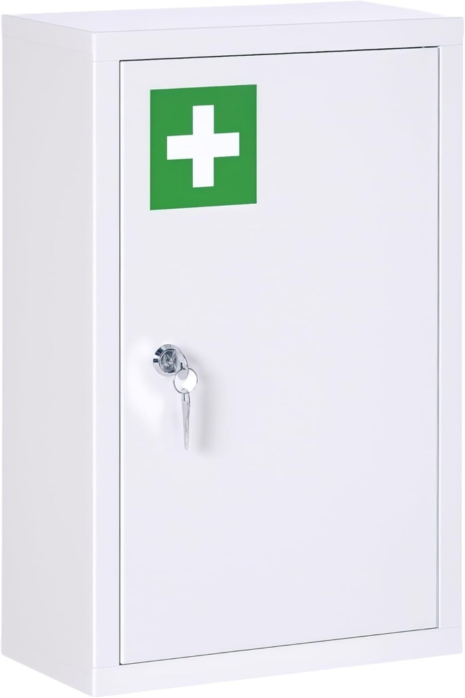 Kleankin Medizinschrank Apothekerschrank mit 3 Schichten (Medikamentenschrank, 1-St, Arzneischrank) Stahl, Weiß, 30 x 14 x 46 cm Bild 1