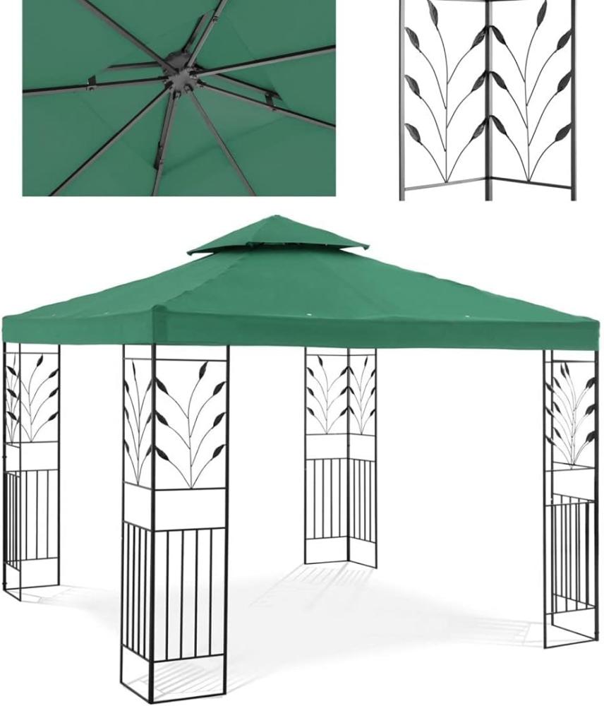 Uniprodo - Gartenpavillon Festzelt Pavillon Partyzelt Metall Sonnendach 3x3m dunkelgrün Gartenpavillon Bild 1