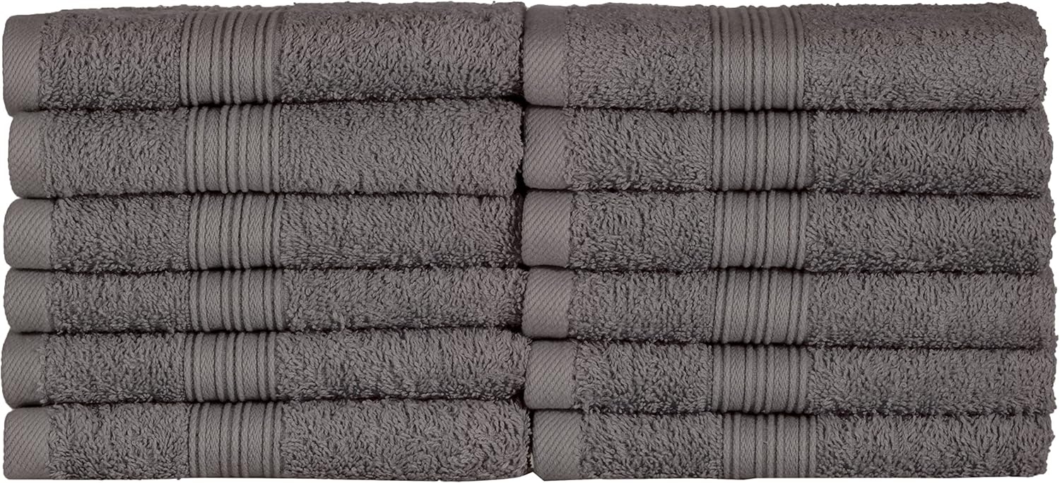 NatureMark 12er Pack Gästetücher Premium Qualität 30x50 cm GÄSTEHANDTUCH Frottiertuch-Set 100% Baumwolle Farbe: Anthrazit / Grau Bild 1