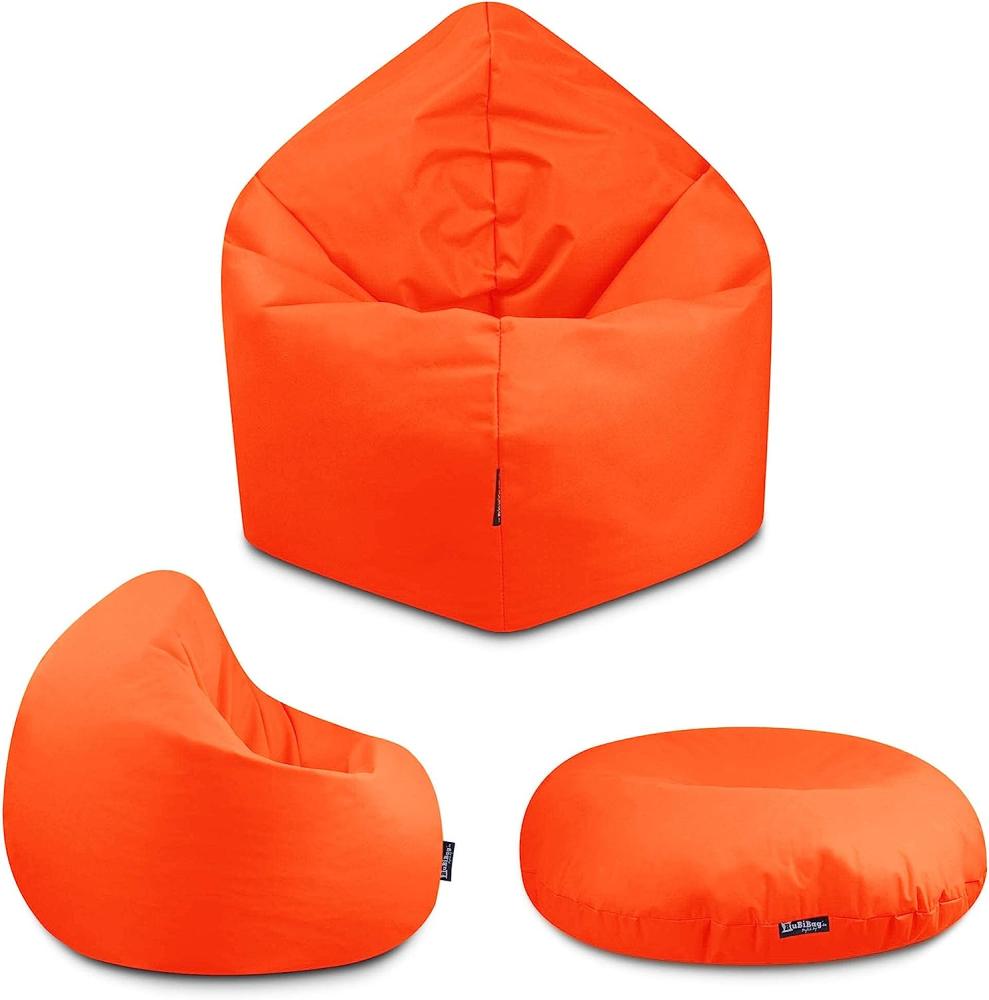 BuBiBag - 2in1 Sitzsack Bodenkissen - Outdoor Sitzsäcke Indoor Beanbag, Neonorange, Ø 100,0 cm Bild 1