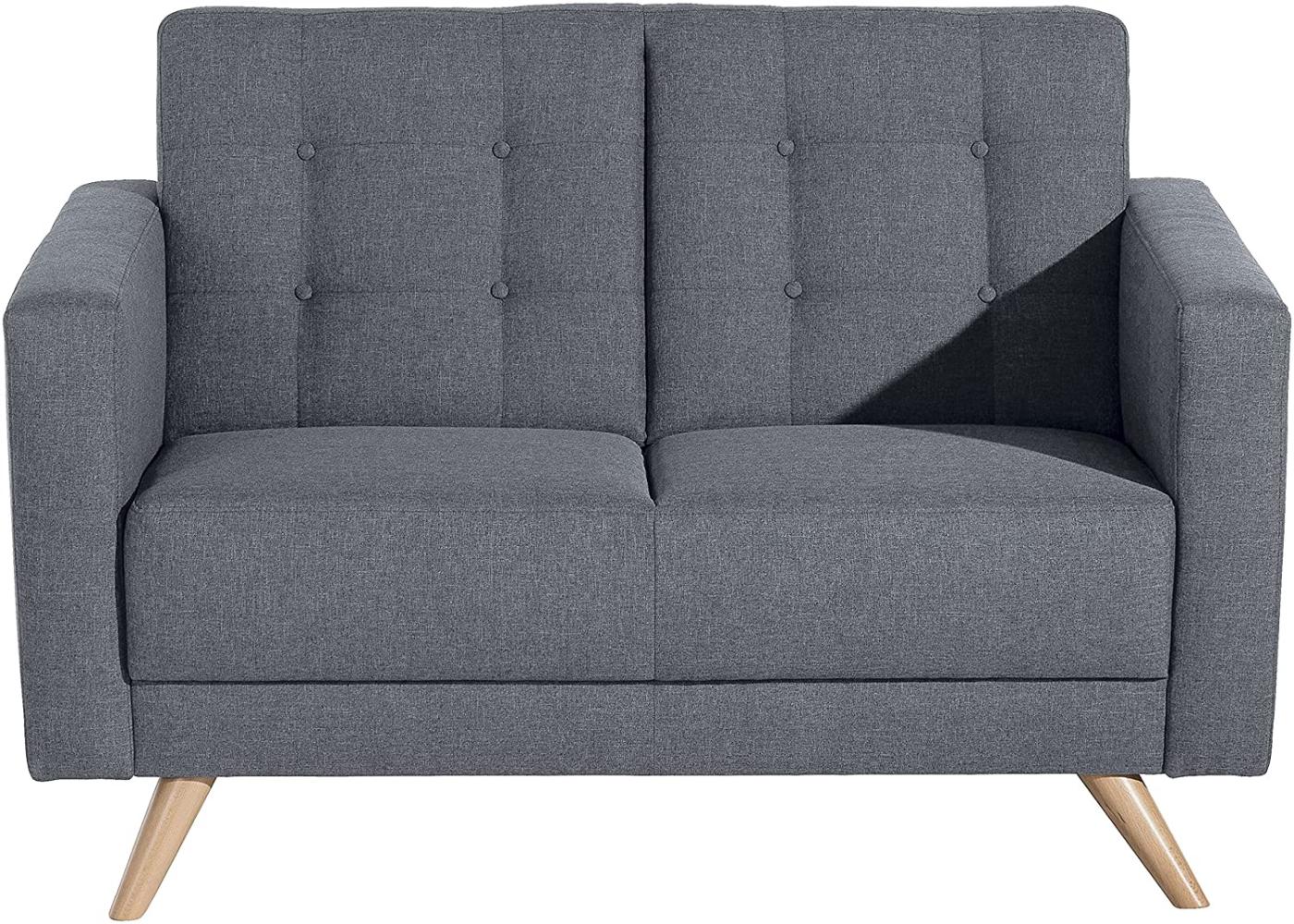 Julian Sofa 2-Sitzer Flachgewebe Denim Blue Buche Natur Bild 1