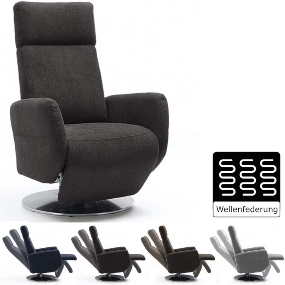 Cavadore TV-Sessel Cobra / Fernsehsessel mit Liegefunktion, Relaxfunktion / Stufenlos verstellbar / Ergonomie M / Belastbar bis 130 kg / 71 x 110 x 82 / Grau Bild 1