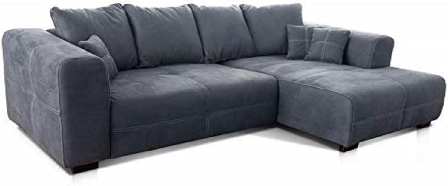 Cavadore Ecksofa Mavericco / XXL Eckcouch Inkl. Rückenkissen und Zierkissen / Longchair rechts / Industrial Style / 285 x 69 x 170 (BxHxT) / Mikrofaser Grau Bild 1