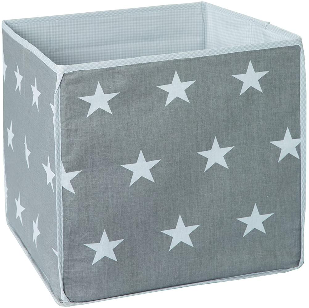roba Aufbewahrungsbox 'Little Stars' - Canvas-Box für Spielzeug & Deko - Grau mit weißen Sternen Bild 1