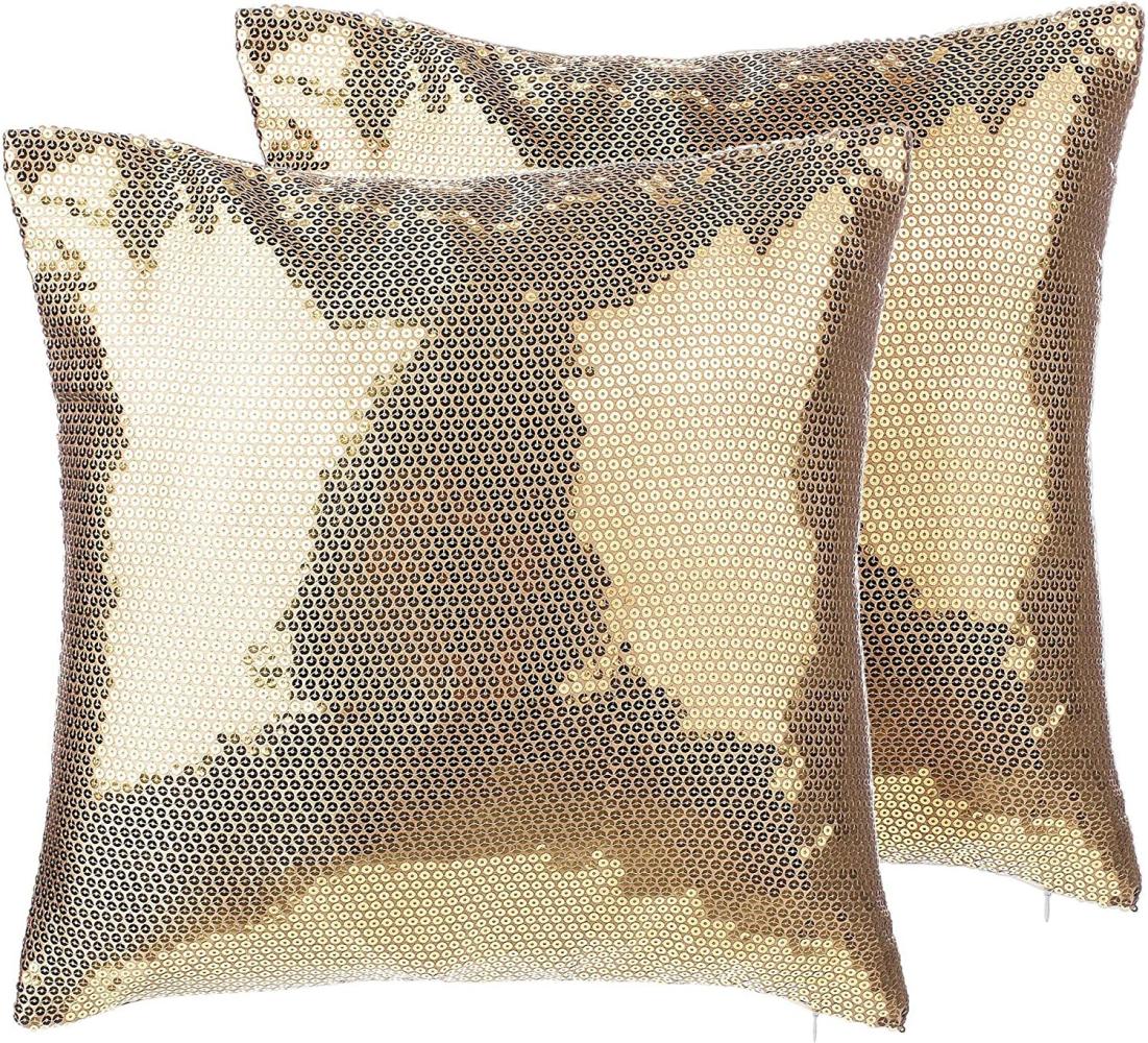 Kissen 2er Set ASTER 45 x 45 cm Kein Muster Gold Bild 1