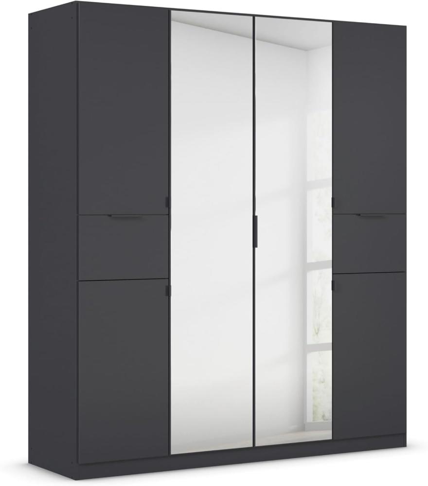 rauch Kleiderschrank, Drehtürenschrank TICAO, 6-türig, 2 Spiegeltüren, 2 Schubkästen, inkl. Türdämpferset, Grau metallic, 181x210x54cm Bild 1