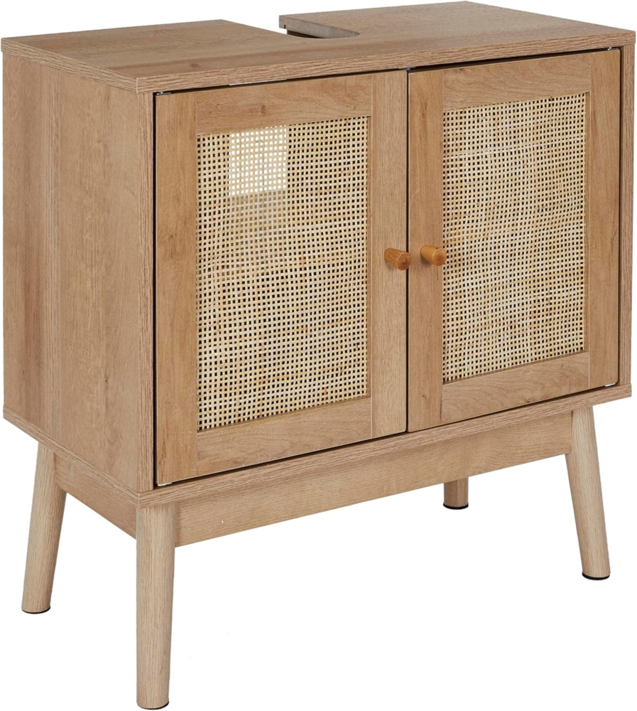 HOME DECO FACTORY, HD0227, Waschtischunterschrank, Modell Bali, Natural Crush Collection, Möbel, Schrank, Badezimmermöbel, 60 x 70 x 30 cm, Braun, Holz – Spanplatten, 60 x 70 x 30 cm Bild 1