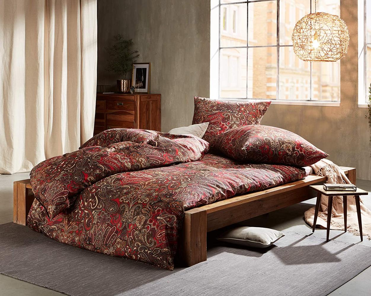 Mako Satin Paisley Kissenbezug orientalisch rot 40x80 Bild 1