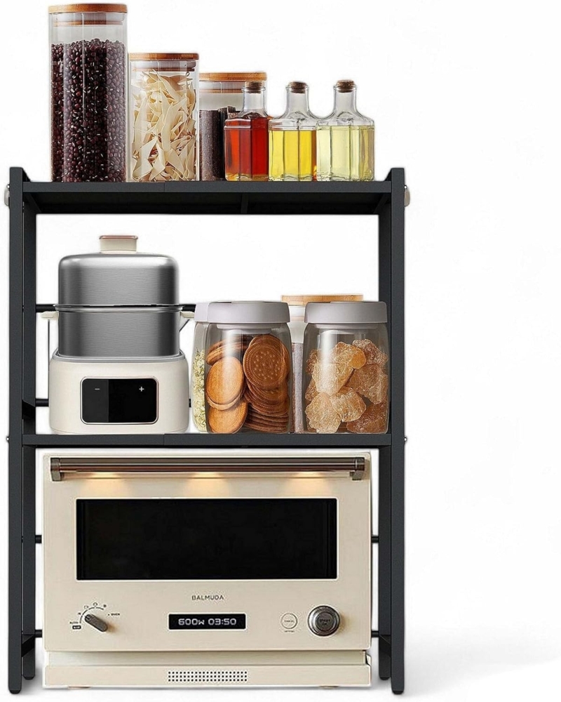 DanDiBo Verstellbares Küchenregal für Arbeitsplatte Schwarz Stehend 3 Stufig 40-64 cm Regal Küche 96614 Standregal Bild 1