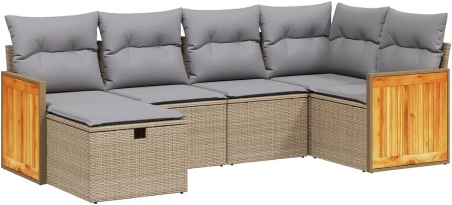 vidaXL 6-tlg. Garten-Sofagarnitur mit Kissen Beige Poly Rattan 3265735 Bild 1