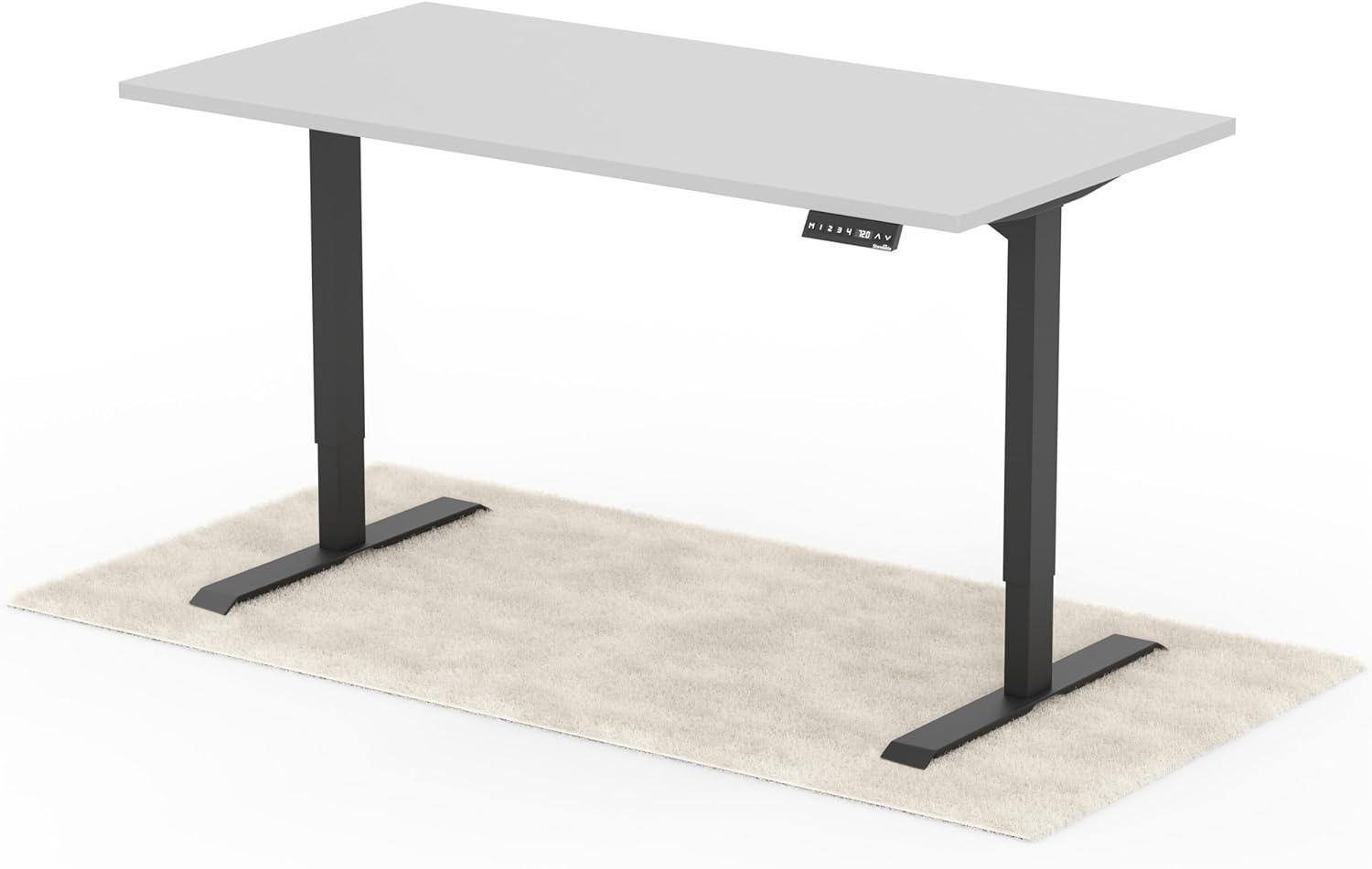 elektrisch höhenverstellbarer Schreibtisch DESK 160 x 80 cm - Gestell Schwarz, Platte Grau Bild 1