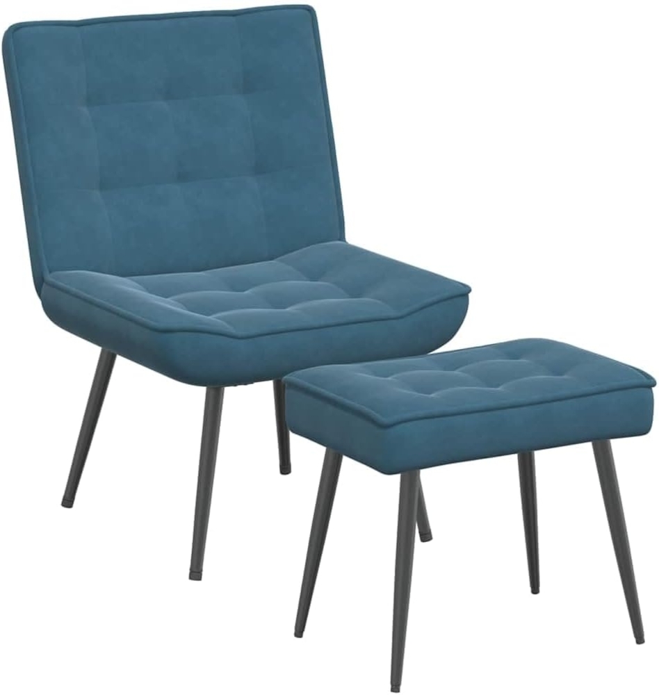 Relaxsessel mit Hocker Blau Samt 4012336 Bild 1