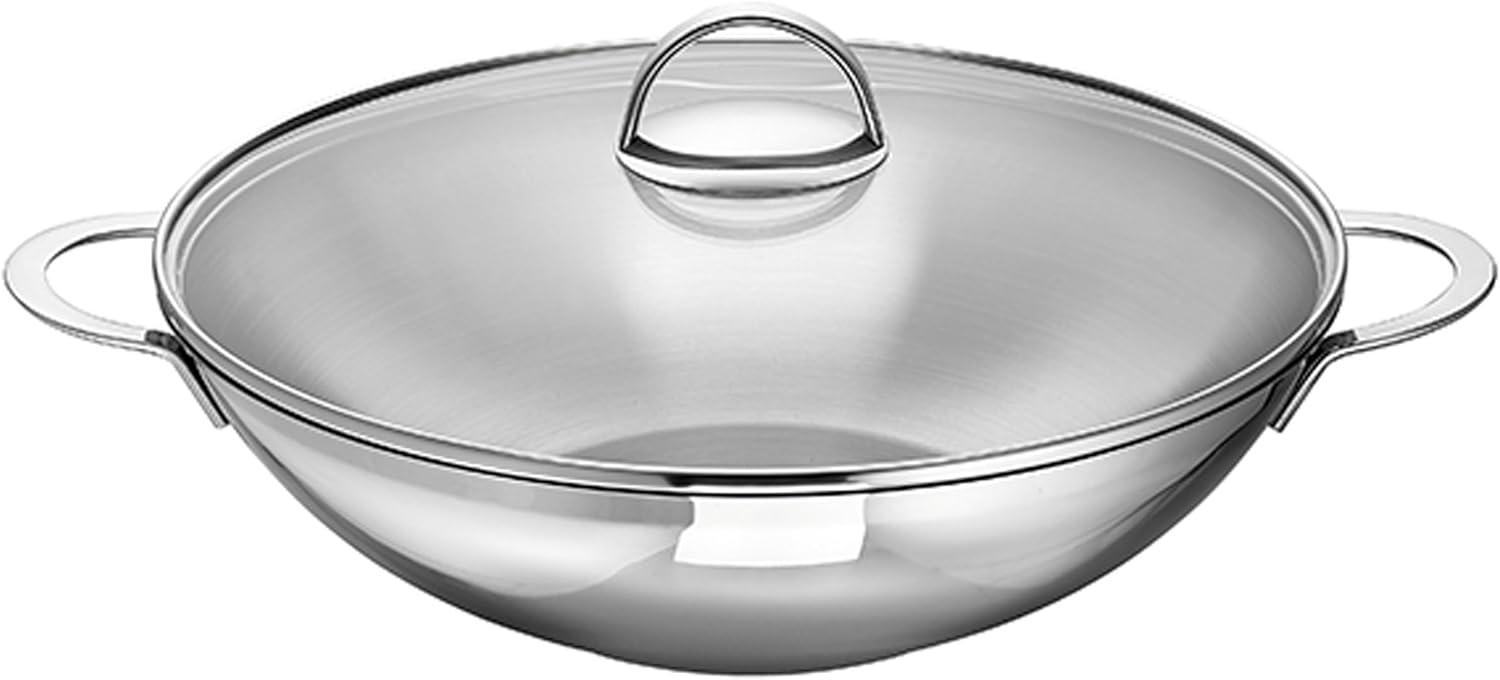 Schulte-Ufer Wok Wave, Pfanne, inkl. Ablagegitter und Glasdeckel, Edelstahl, 32 cm, 66525-32 Bild 1